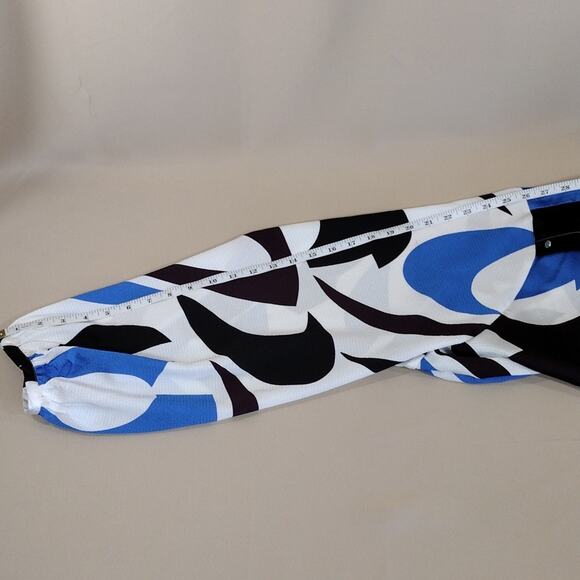 Liz Claiborne Plus Size Blue Black Geometric Pattern Cuffed Sleeves Formal Shirt - Picture 10 of 12